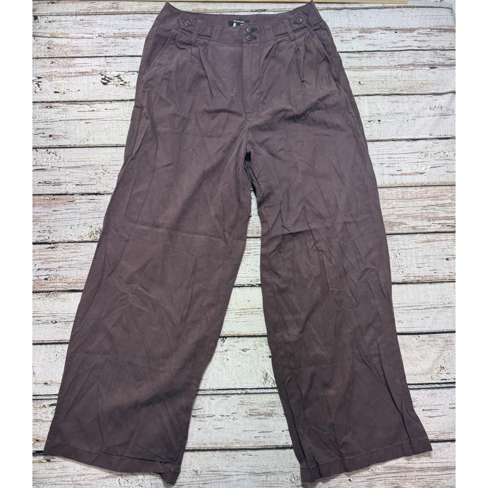 Madewell The Harlow Wide-Leg Cotton Linen Blend Pants Brown Women's Size 6